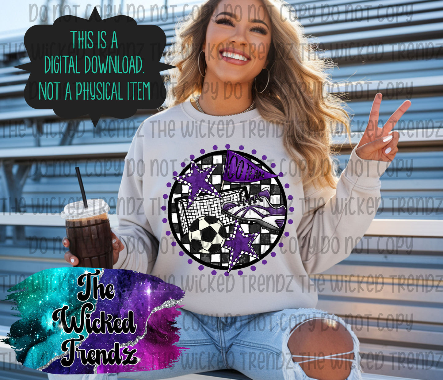Soccer Team Purple Colors Mascot Digital Design