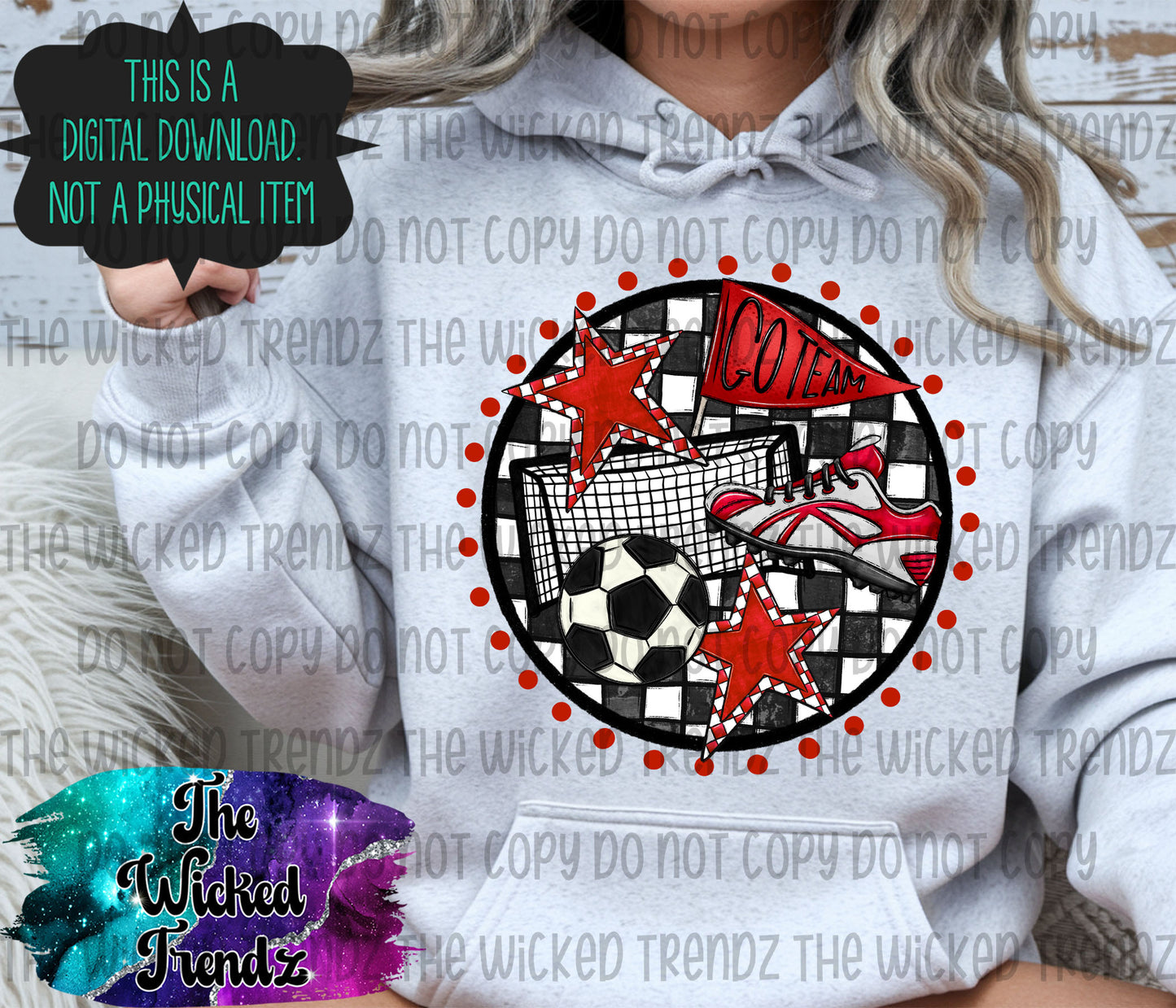 Soccer Team Red Colors Mascot Digital Design
