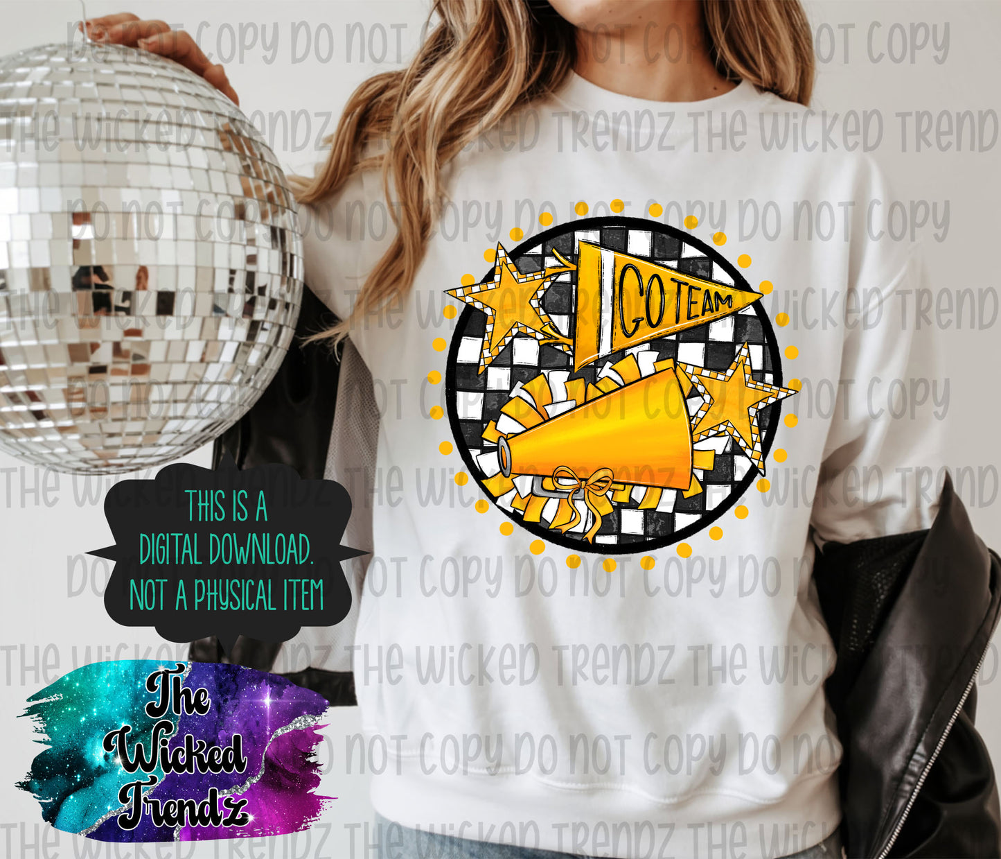 Yellow Checkered Cheer Cheerleading Cheerleader Digital Design Spirit Shirt Design