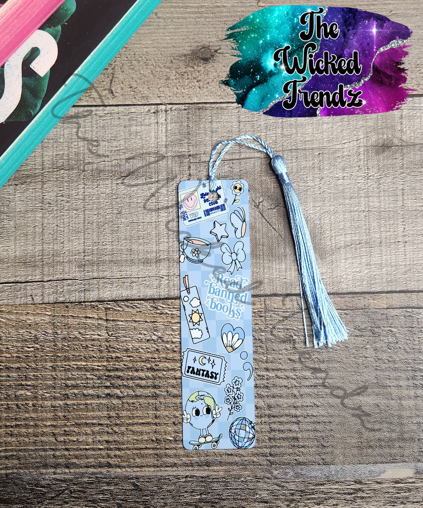 Checkered Print Collage Metal Bookmark Romance Smut Fantasy Library Reading Gift