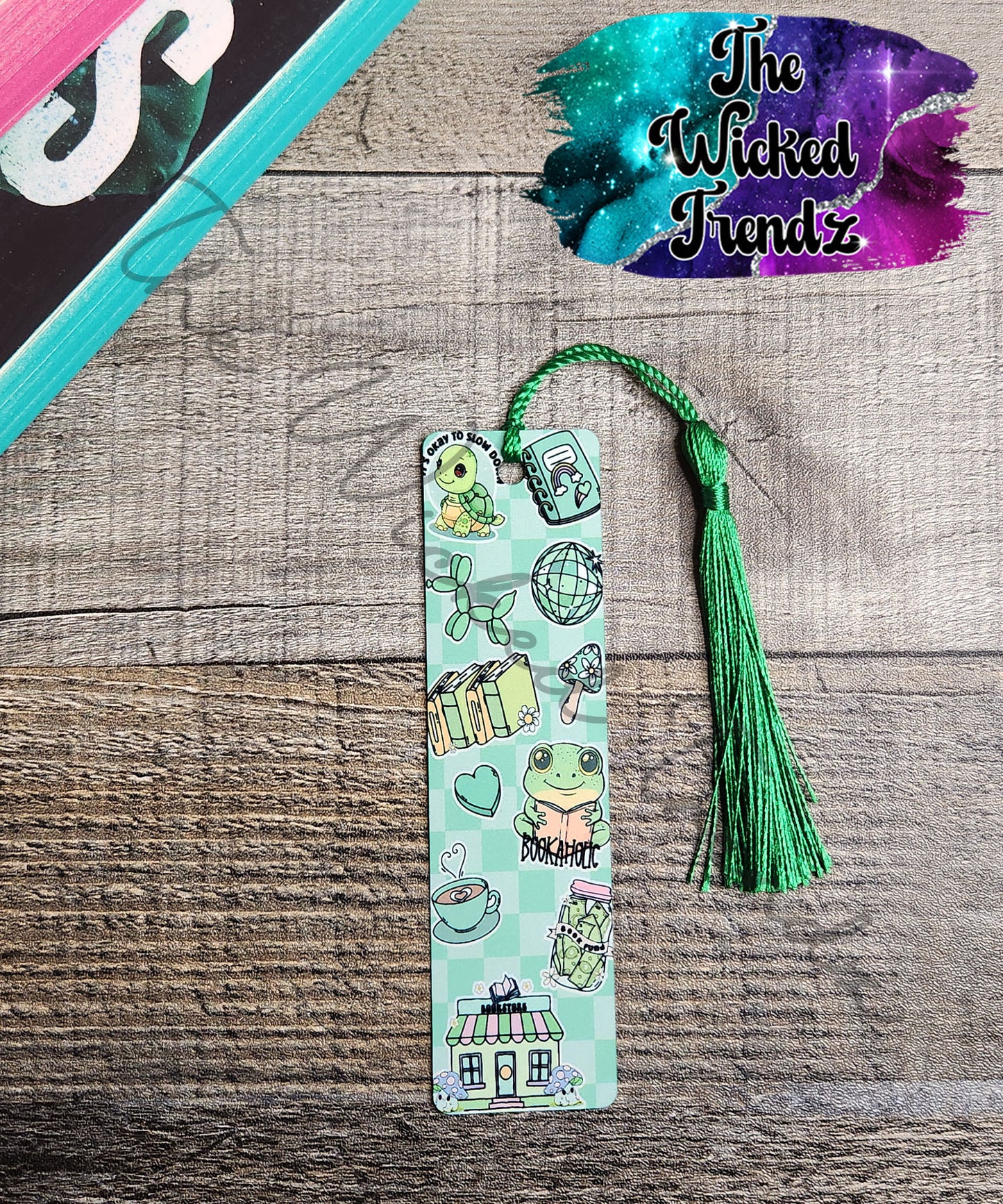 Checkered Print Collage Metal Bookmark Romance Smut Fantasy Library Reading Gift