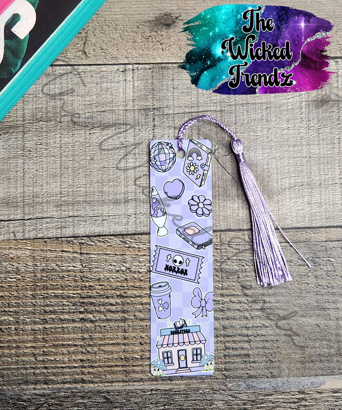 Checkered Print Collage Metal Bookmark Romance Smut Fantasy Library Reading Gift