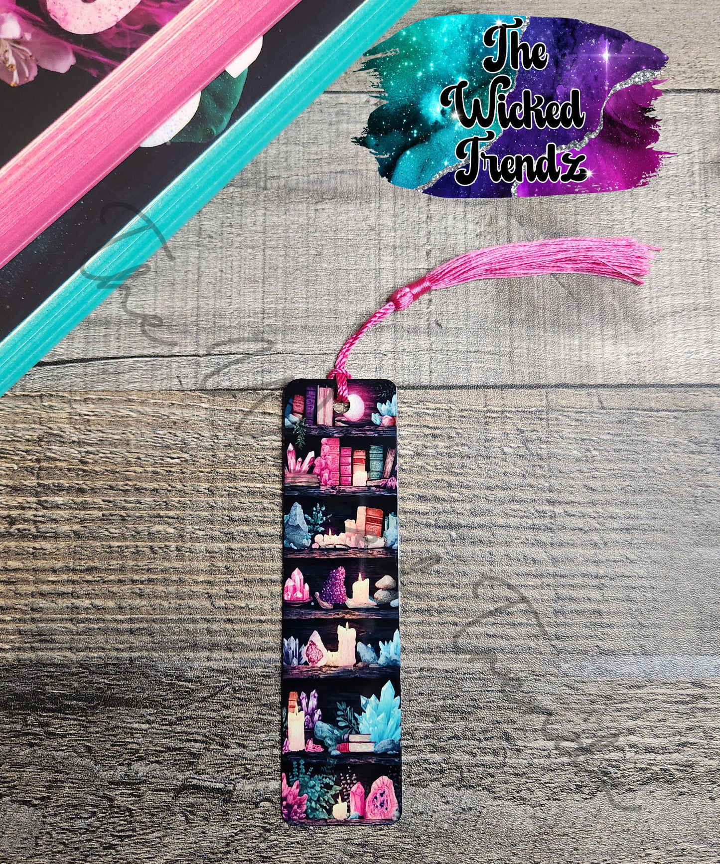 Crystals Books Candles Bookshelf Metal Bookmark Library Reading Gift