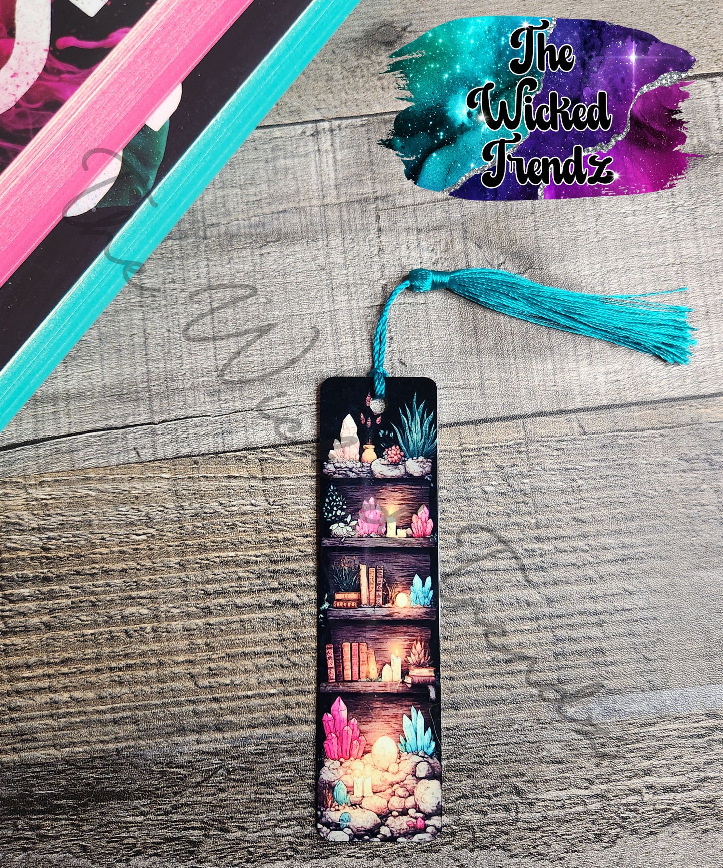 Crystals Books Candles Bookshelf Metal Bookmark Library Reading Gift