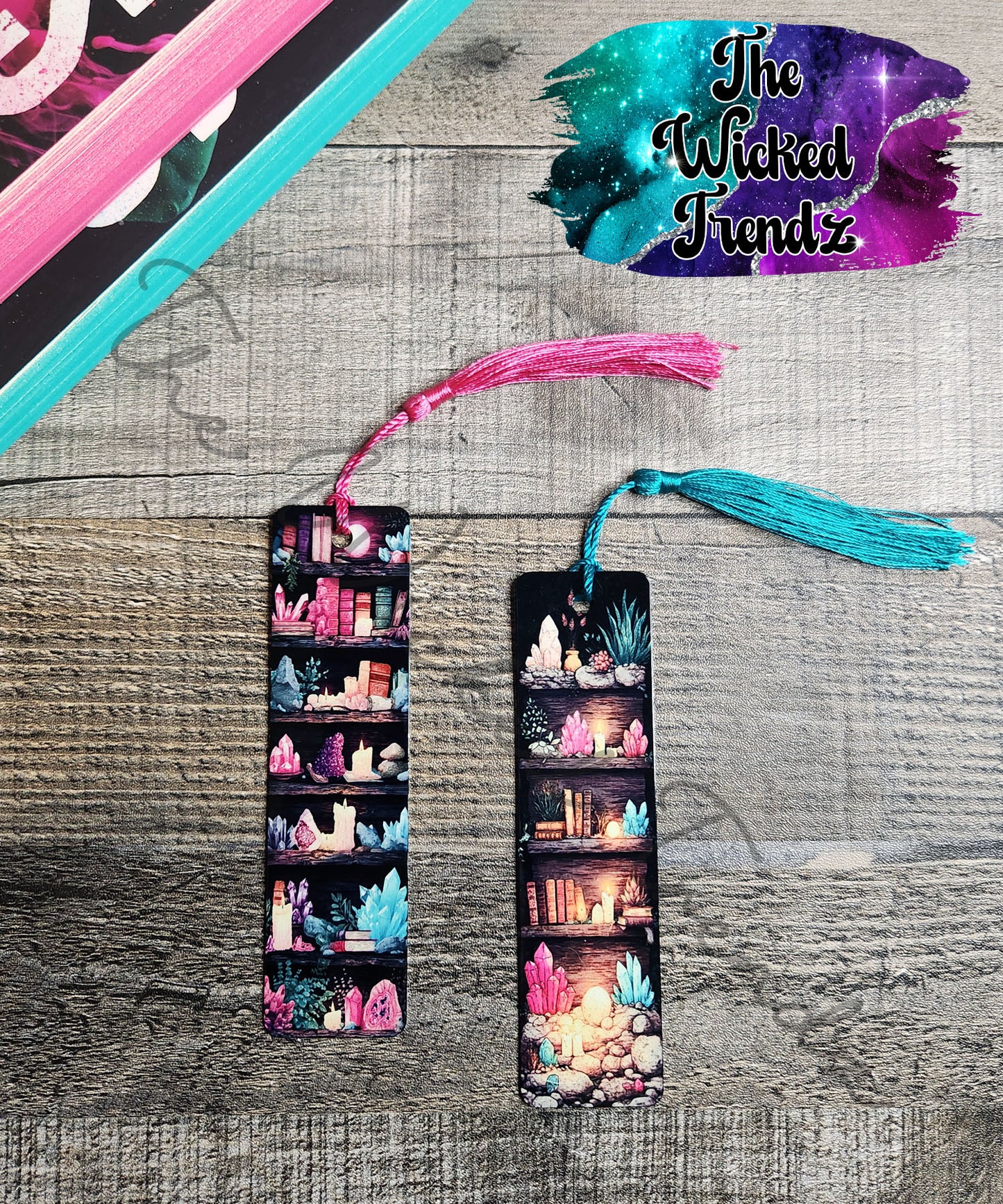 Crystals Books Candles Bookshelf Metal Bookmark Library Reading Gift