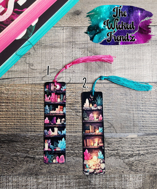 Crystals Books Candles Bookshelf Metal Bookmark Library Reading Gift