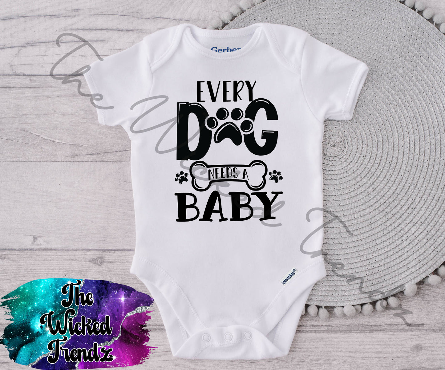 Baby Onesie© Every Dog Needs A Baby Pregnancy Announcement Dog