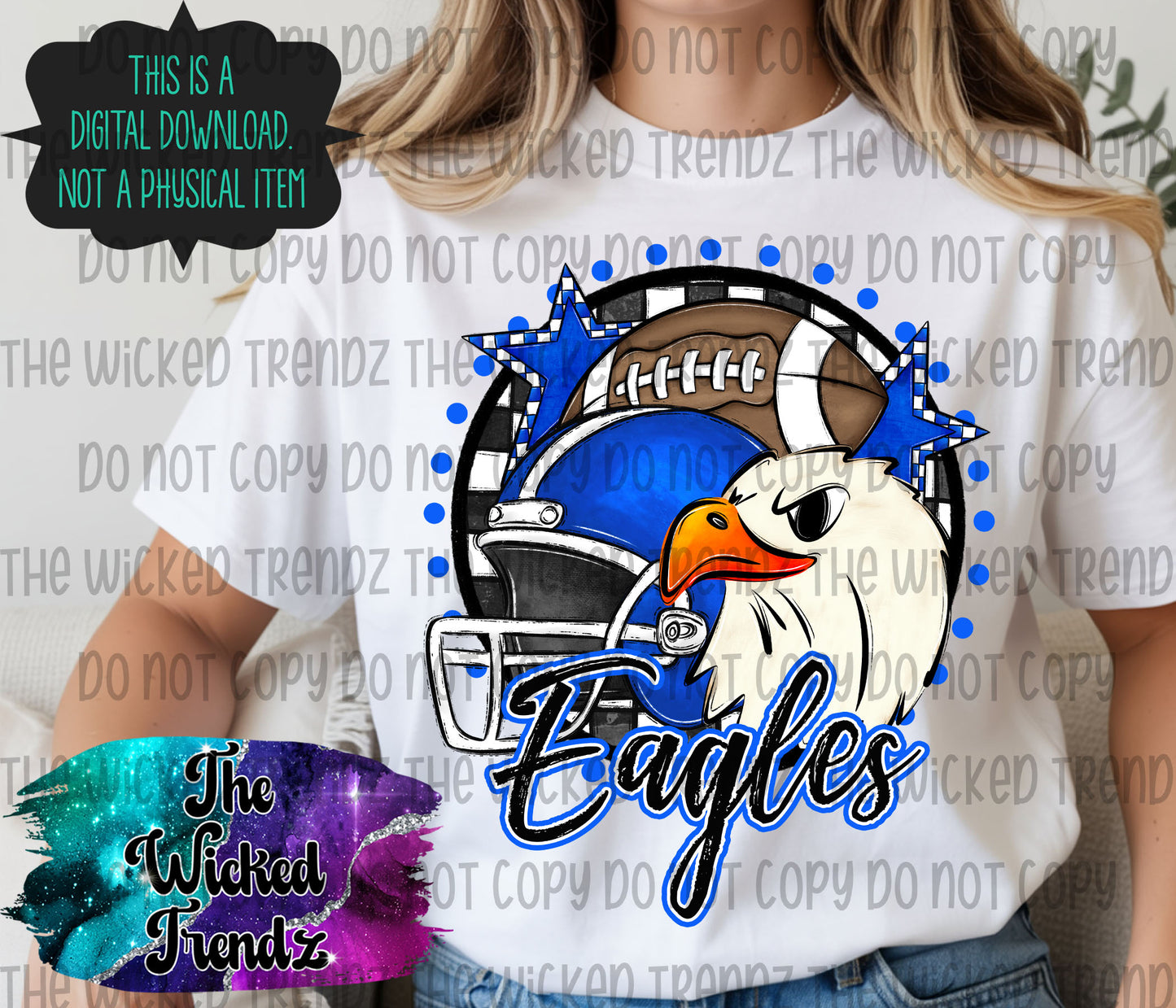 Blue Eagles Football Mascot Digital Design