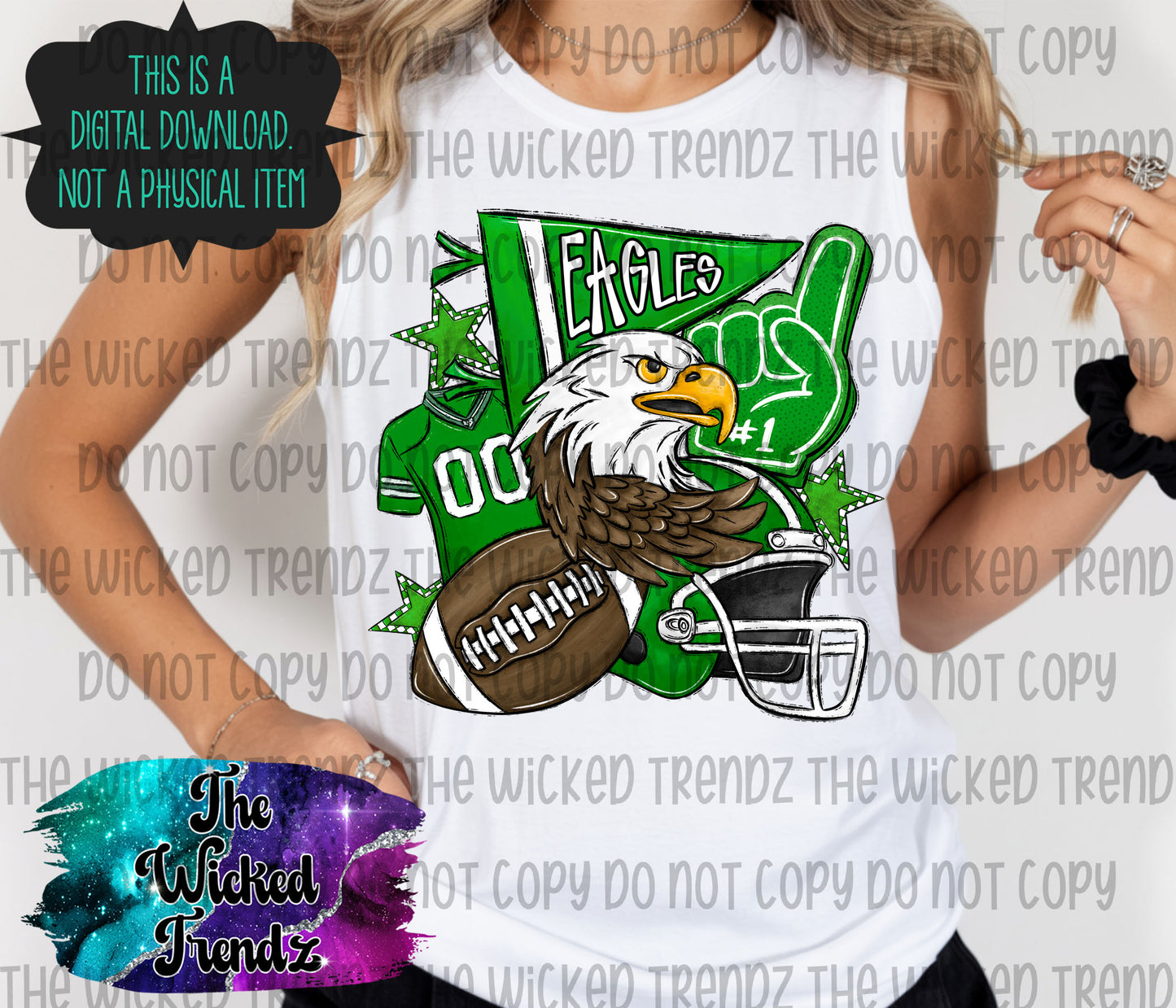 Green Eagles Football Mascot Digital Design