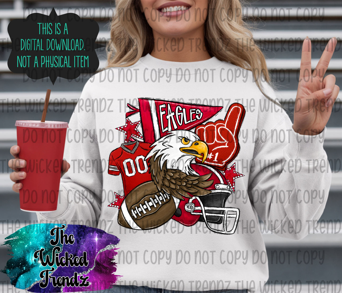 Red Eagles Football Mascot Digital Design
