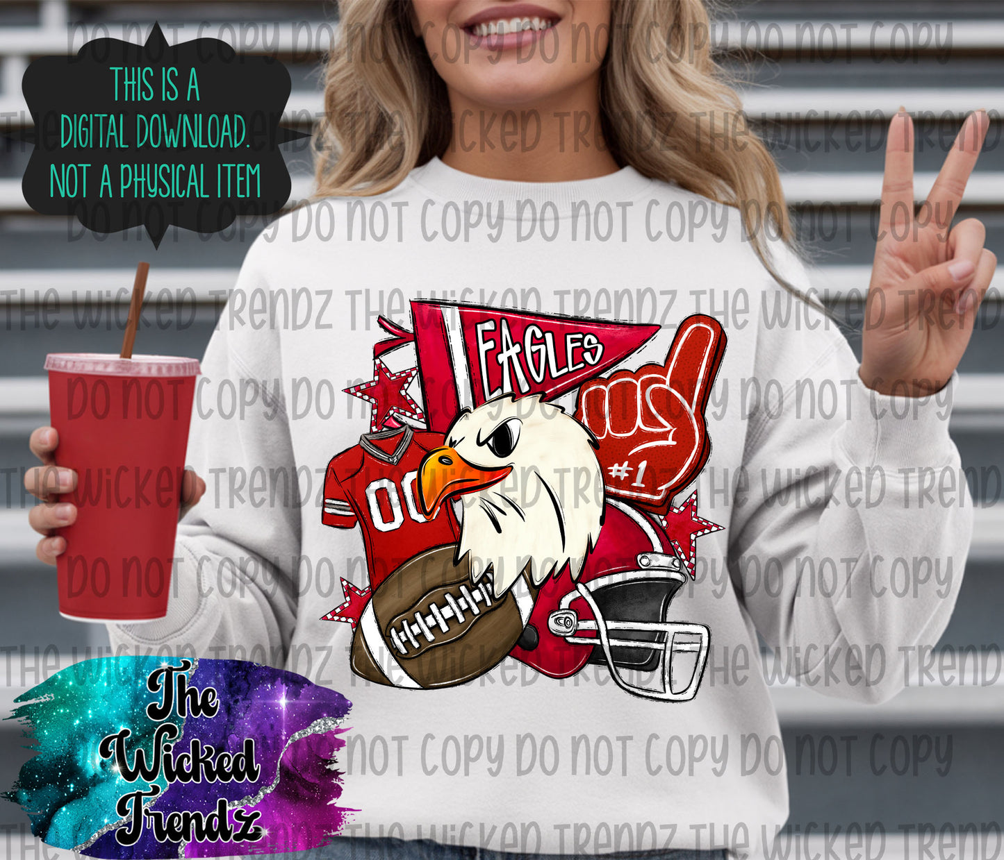 Red Eagles Football Mascot Digital Design