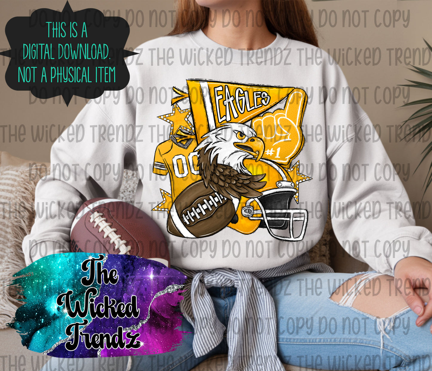 Yellow Eagles Football Mascot Digital Design