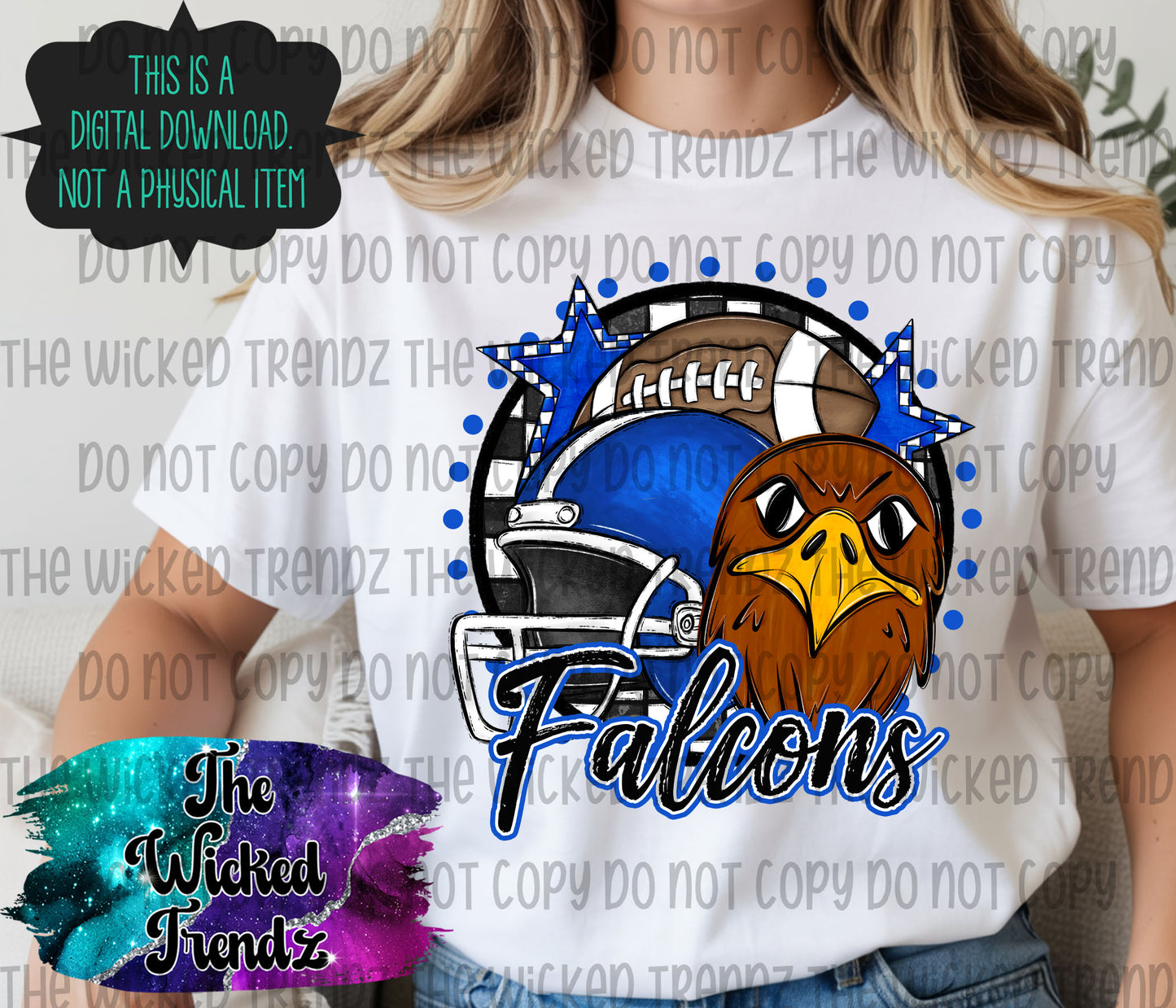 Blue Falcons Football Mascot Digital Design