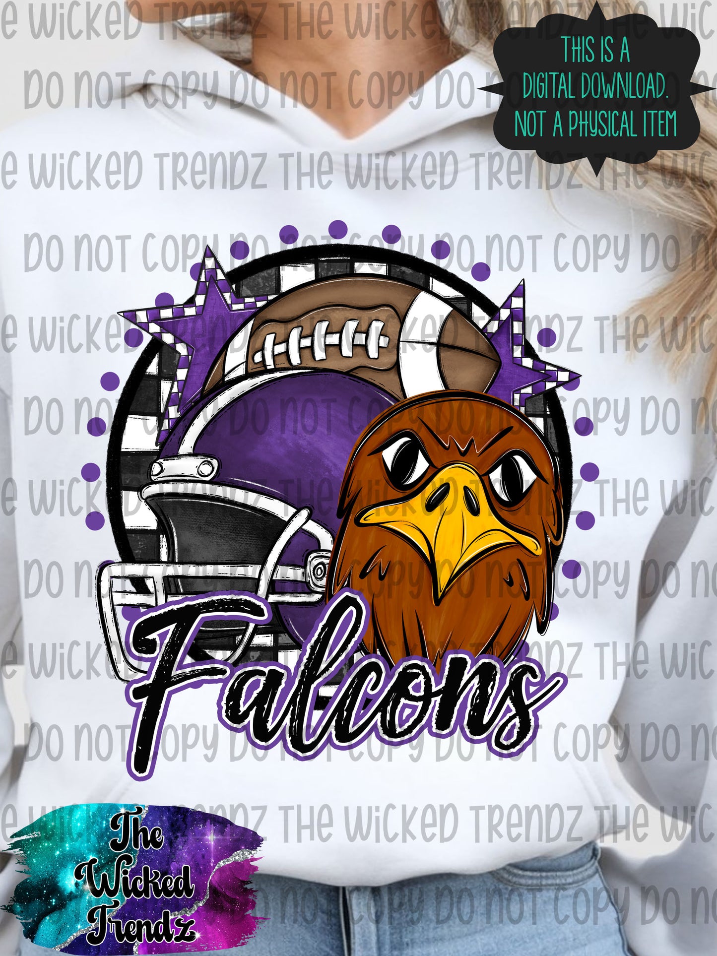 Purple Falcons Football Mascot Digital Design