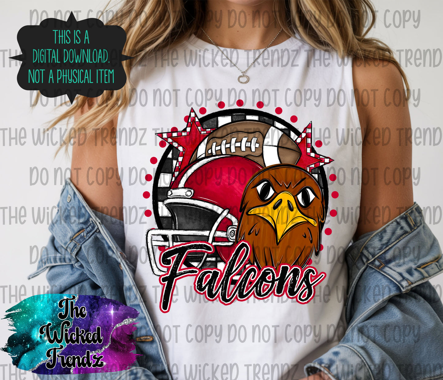 Red Falcons Football Mascot Digital Design