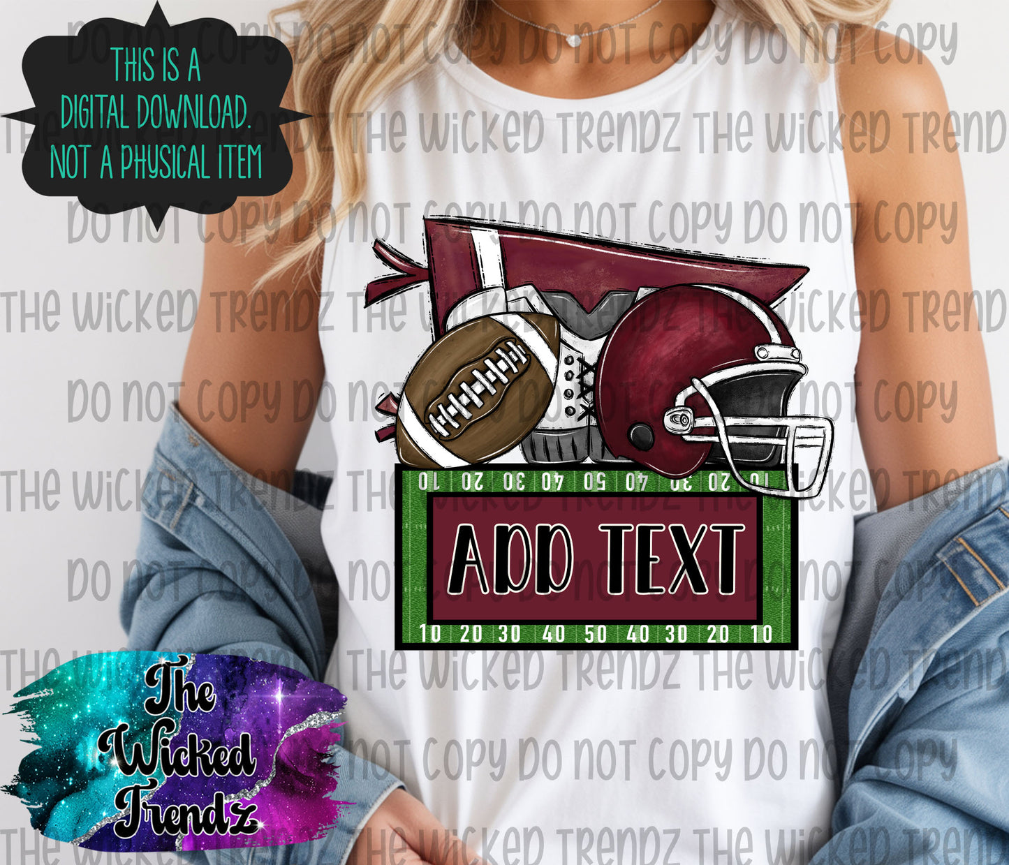 Maroon Football Team Name Plate Mascot Digital Design