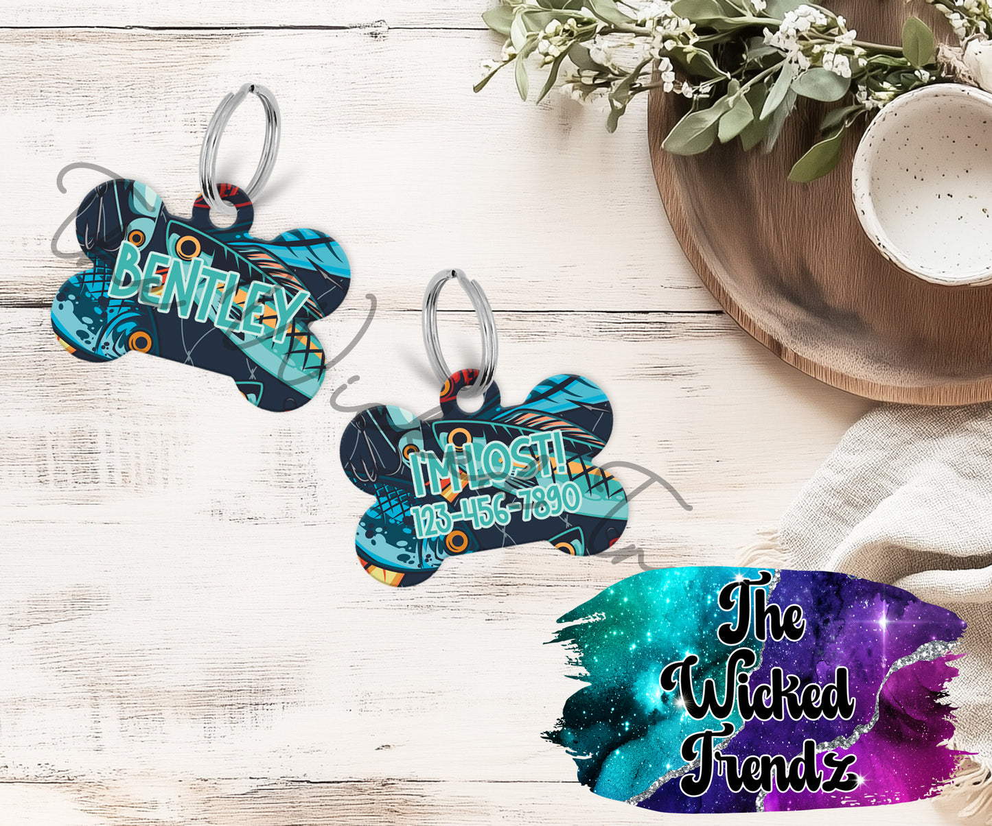 Fishing Lure Fish Puppy Pet ID Dog Tag Personalized Custom Dog Name Phone Number