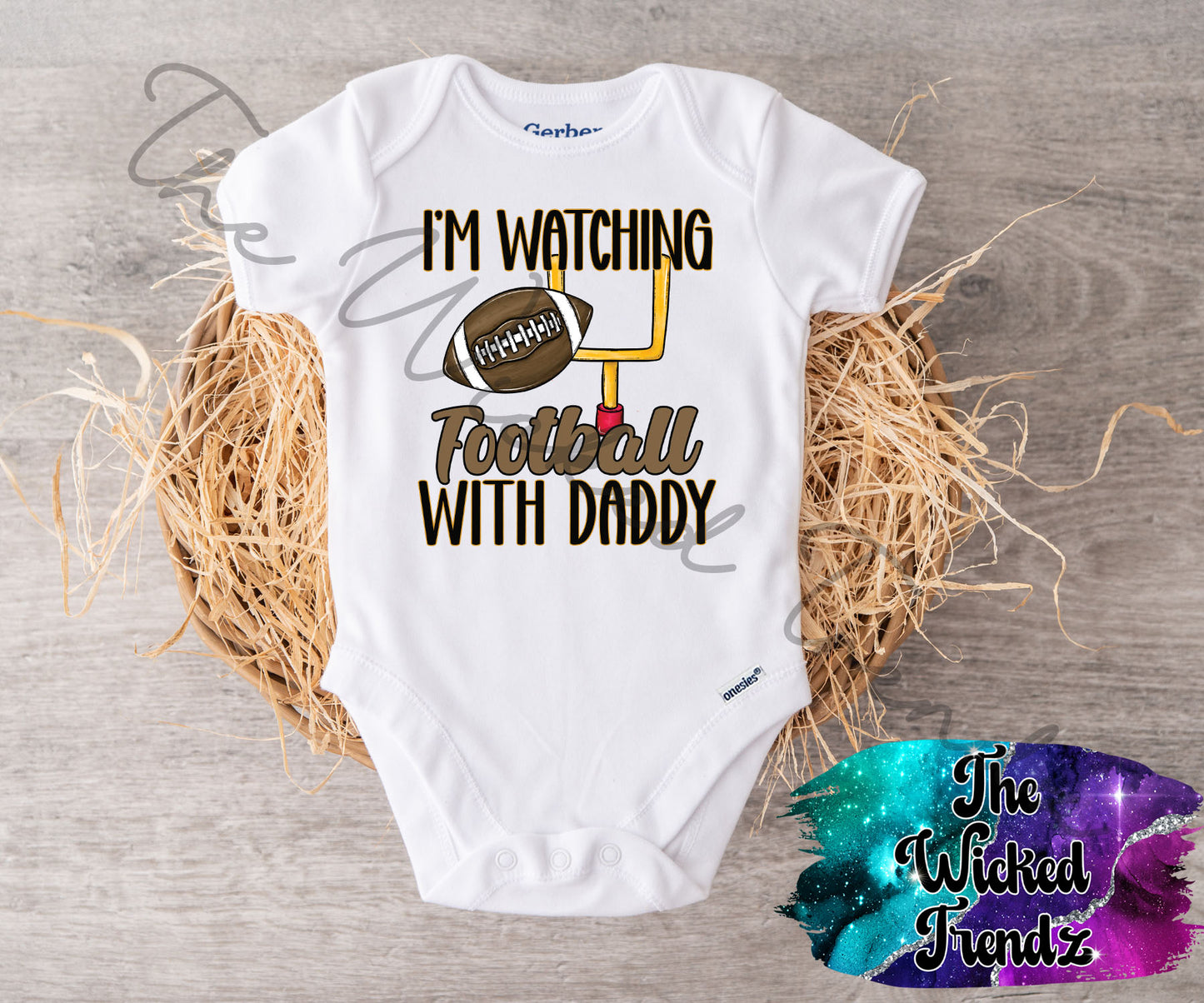 Baby Onesie© Pack My Diapers I'm Watching Football With Daddy Football Game Fan