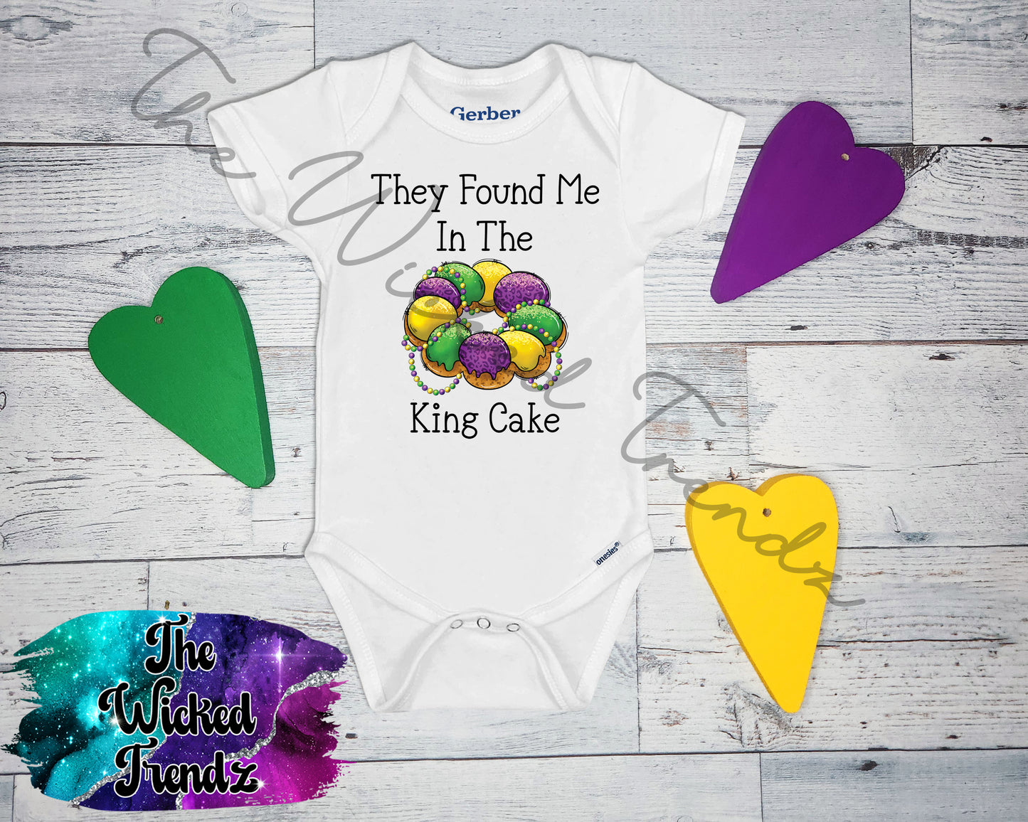 Baby Onesie© Mardi Gras They Found Me In The King Cake Louisiana New Orleans