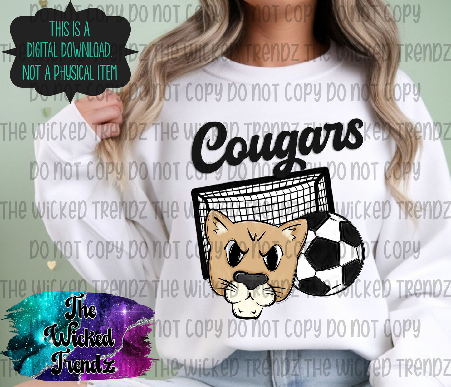 Cougars Soccer Team Mascot Digital Design