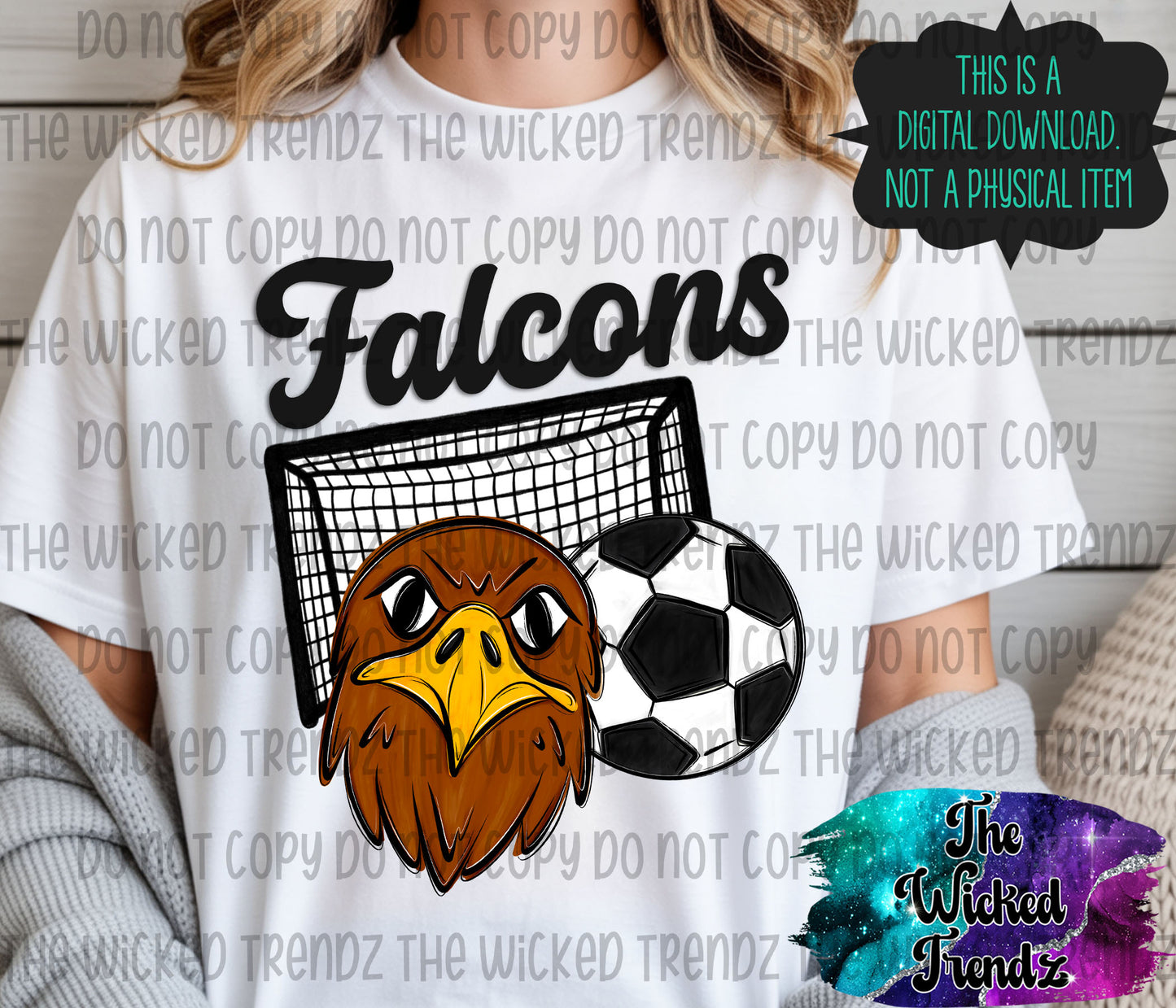 Falcons Soccer Team Mascot Digital Design