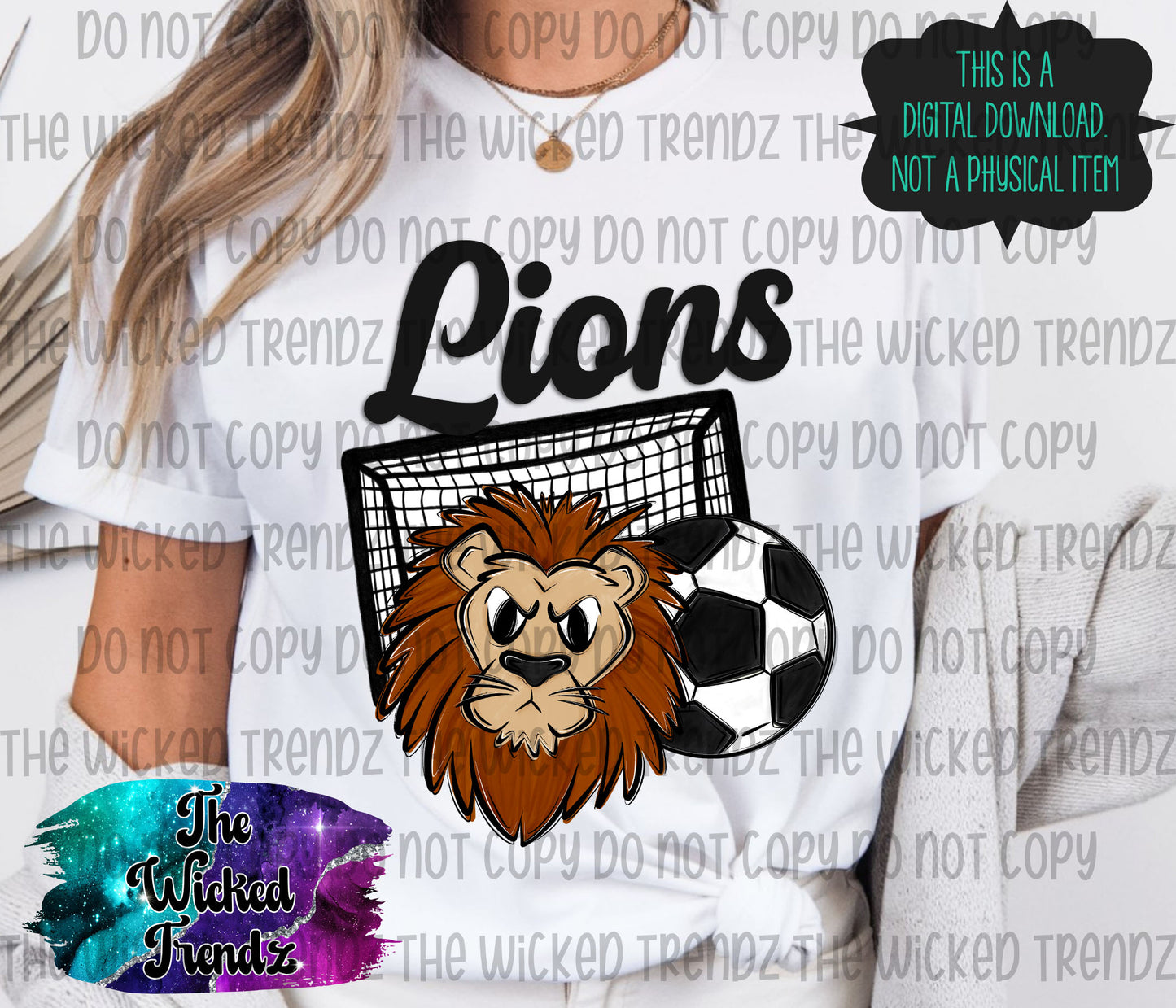 Lions Soccer Team Mascot Digital Design