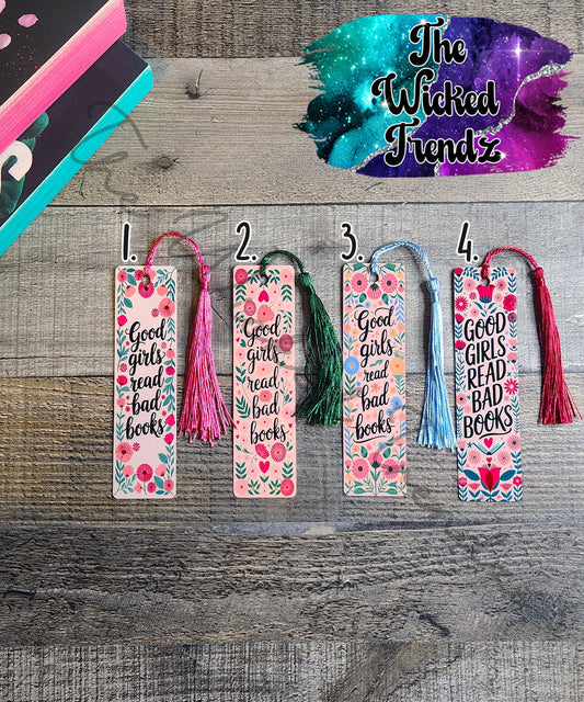 Good Girls Read Bad Books Smut Floral Metal Bookmark Library Reading Gift