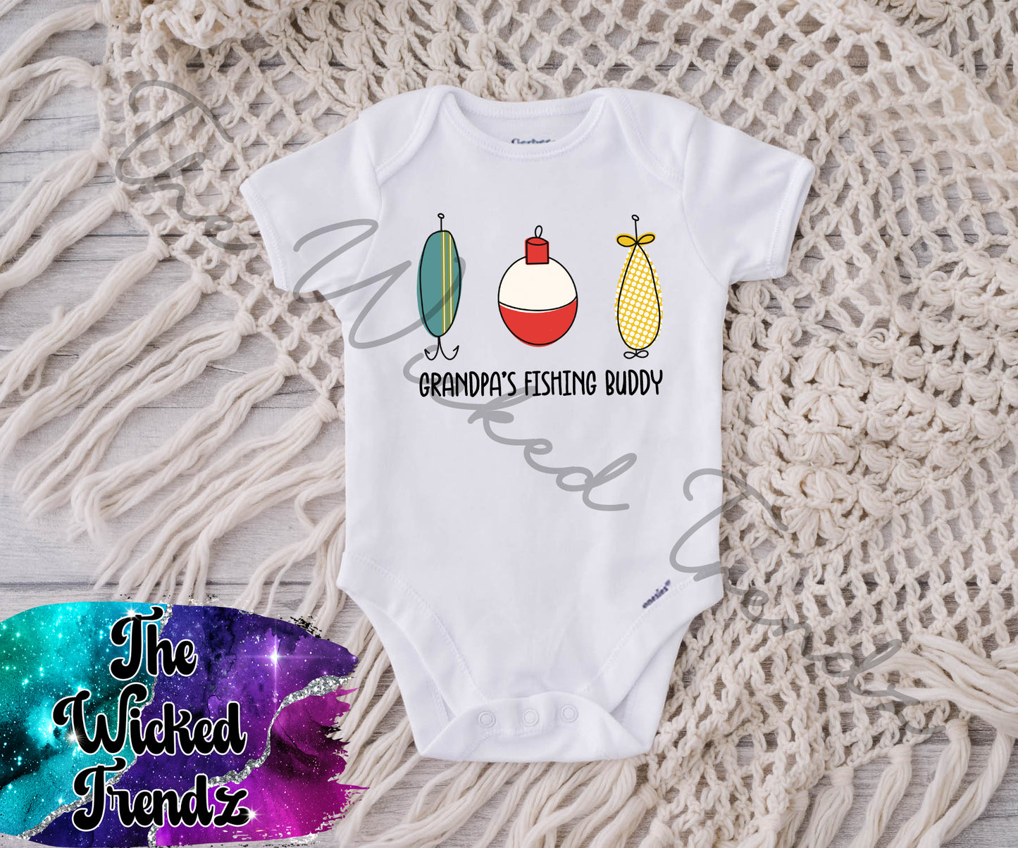 Baby Onesie© Grandpa's Fishing Buddy Fisherman Little Fishing Buddy Lures