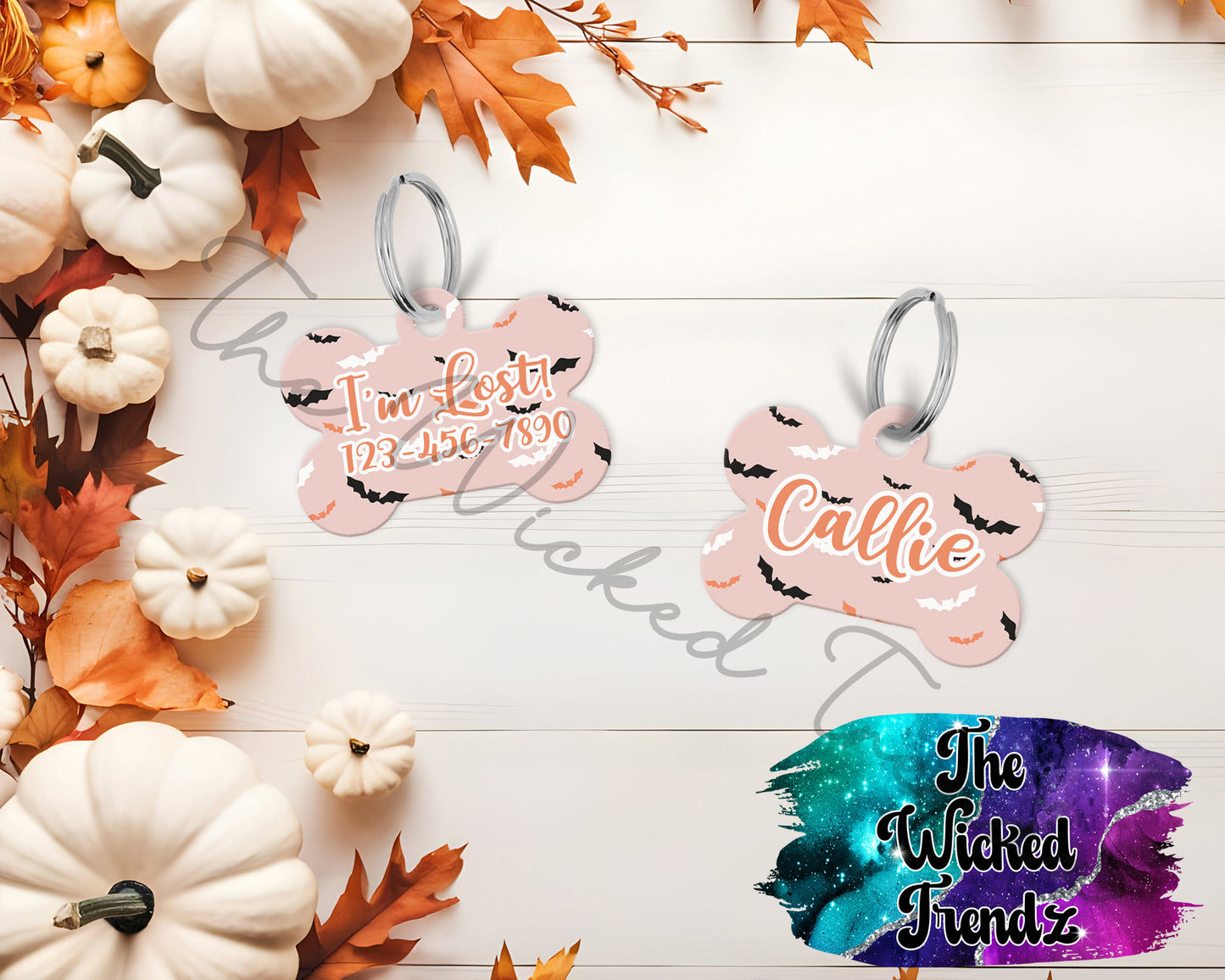 Halloween Fall Pumpkins Ghosts New Puppy Pet ID Dog Tag Personalized Custom Dog Name Phone Number