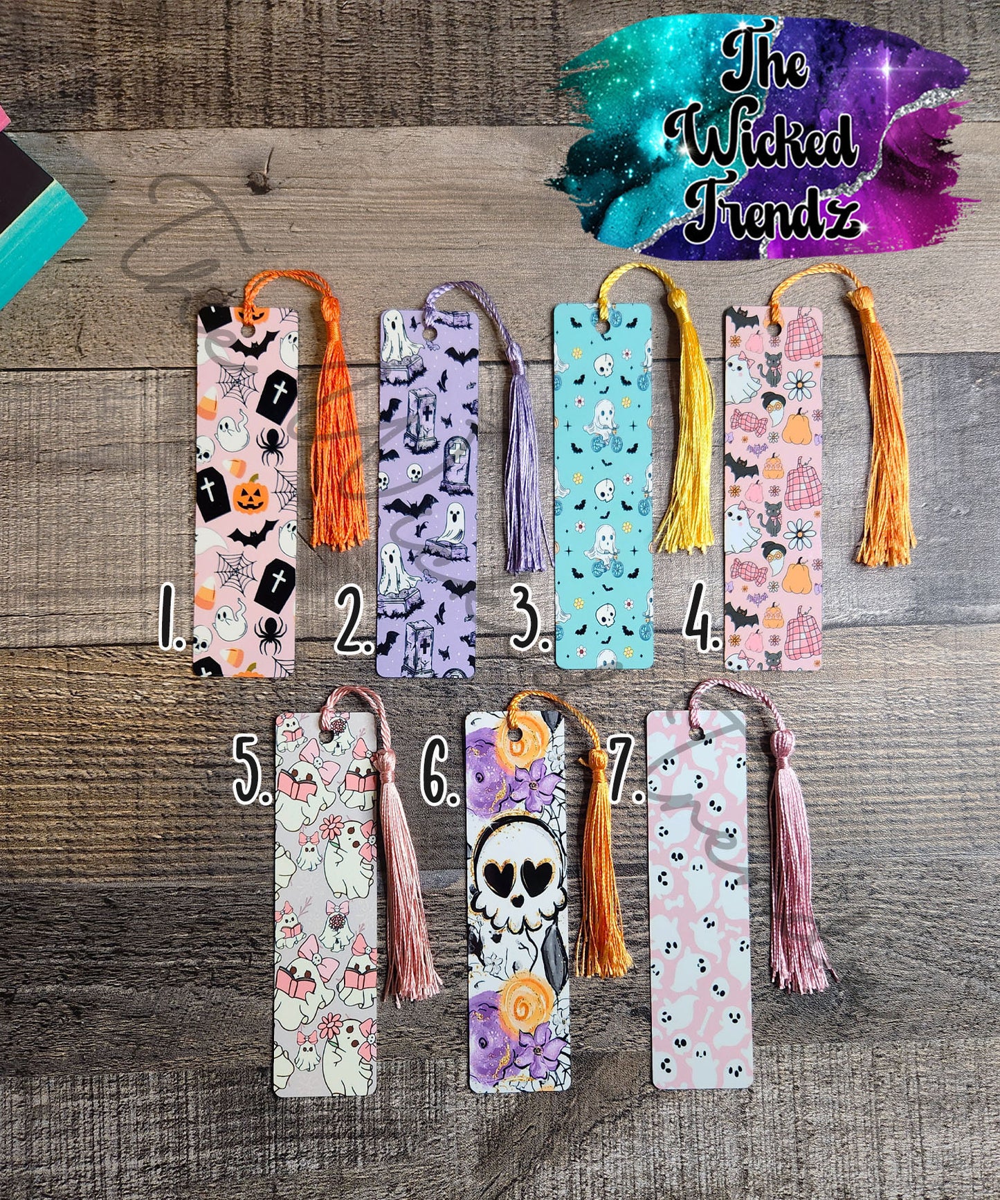 Halloween Ghosts Pumpkins Bats Cute Metal Bookmark Library Reading Gift