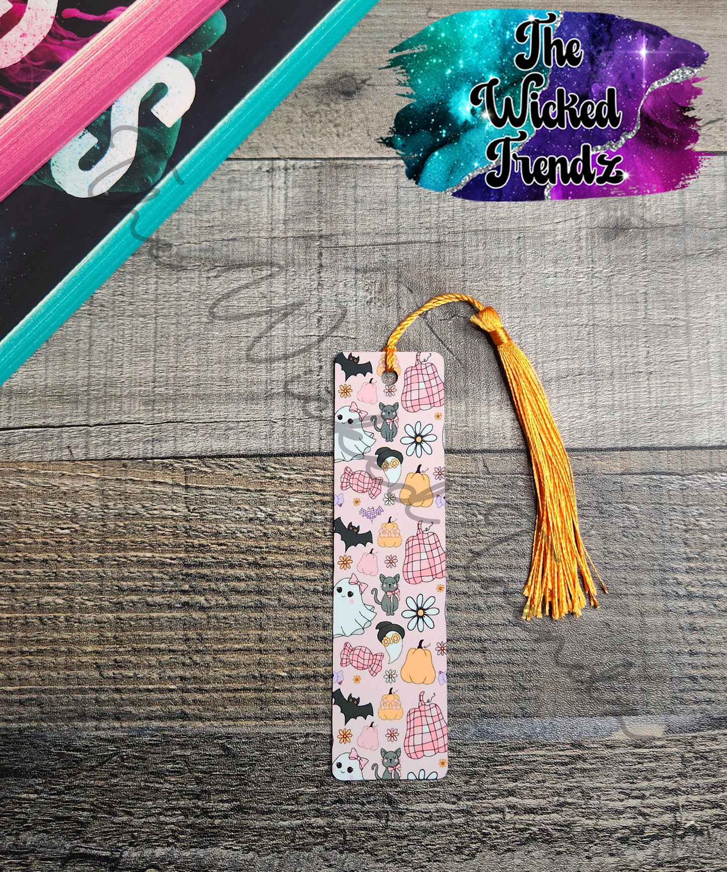 Halloween Ghosts Pumpkins Bats Cute Metal Bookmark Library Reading Gift