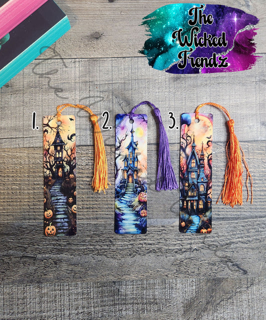 Cute Halloween Haunted House Metal Bookmark Library Reading Gift