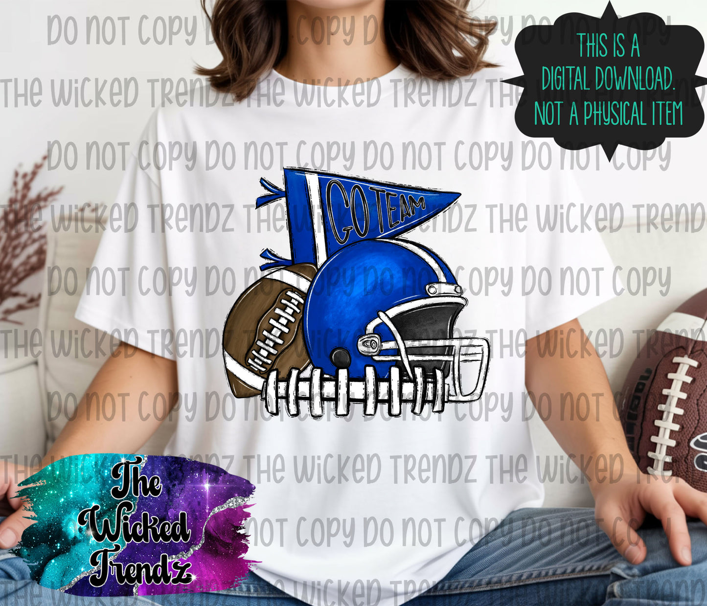 Blue Football Cheer Team Digital Design