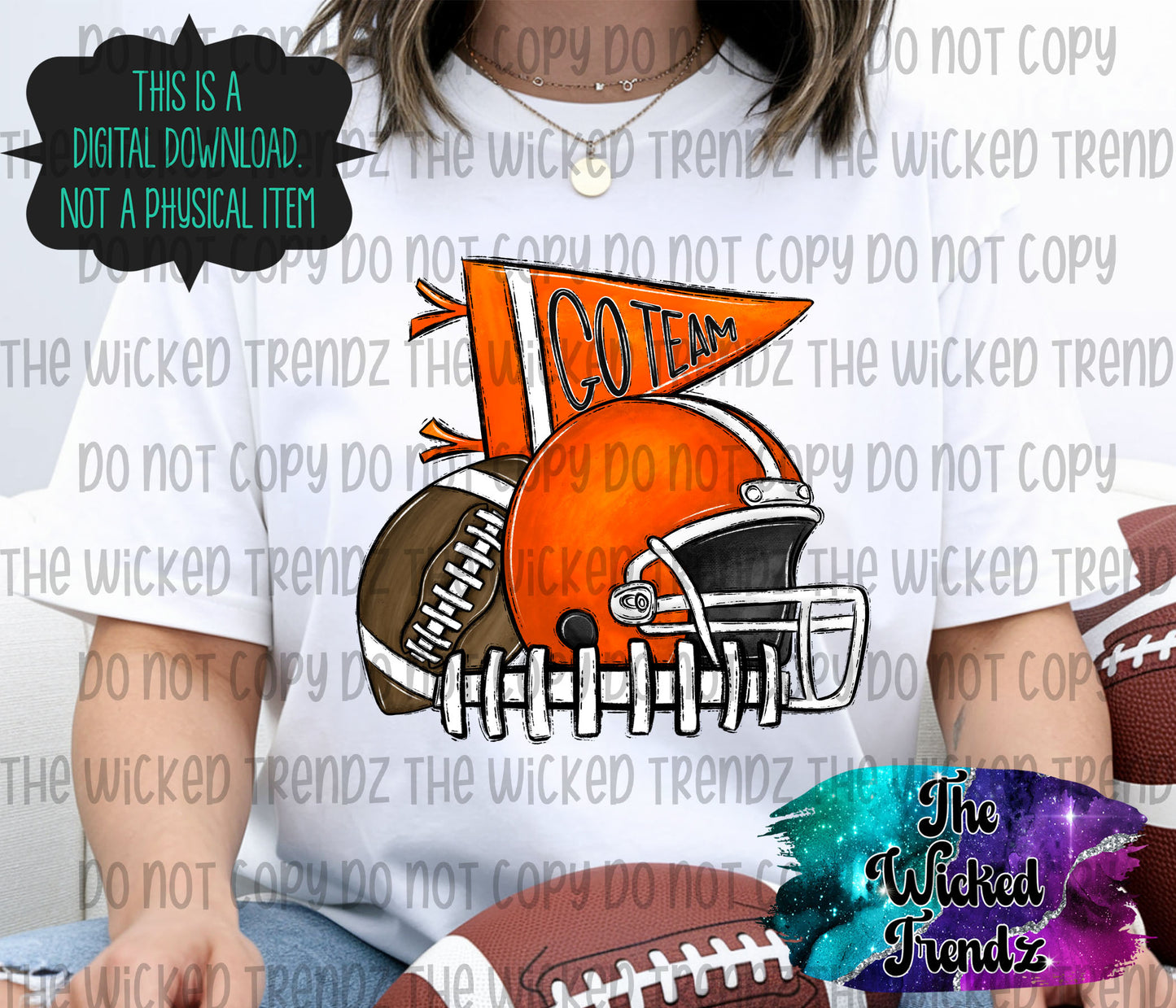 Orange Football Cheer Team Digital Design