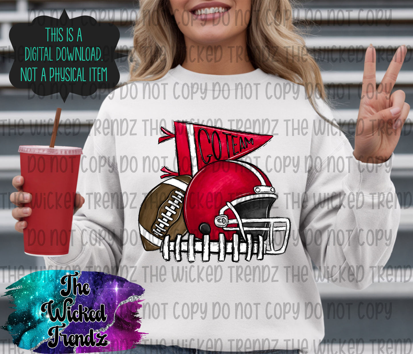 Red Football Cheer Team Digital Design