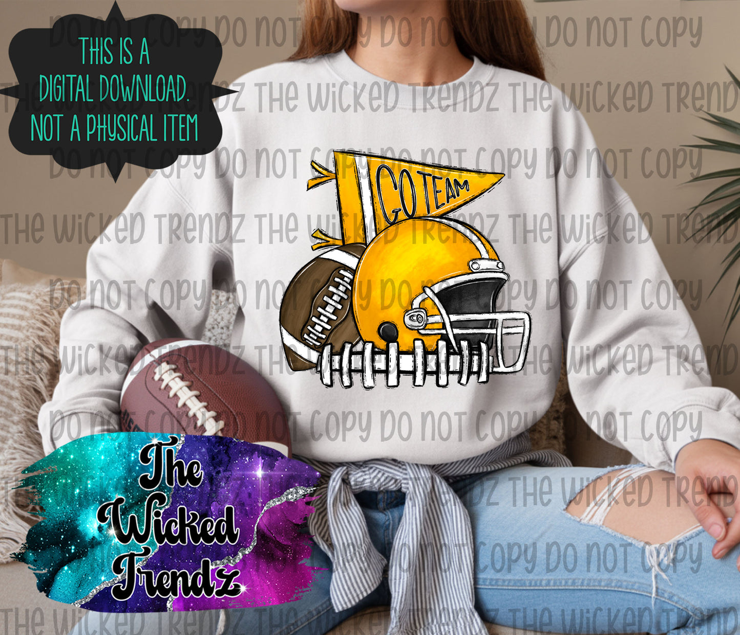 Yellow Football Cheer Team Digital Design