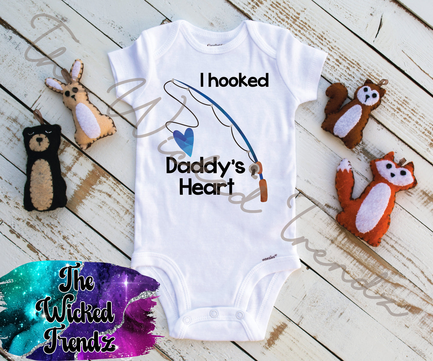 Baby Onesie© I Hooked Daddy's Heart Fishing Buddy Fisherman New Dad