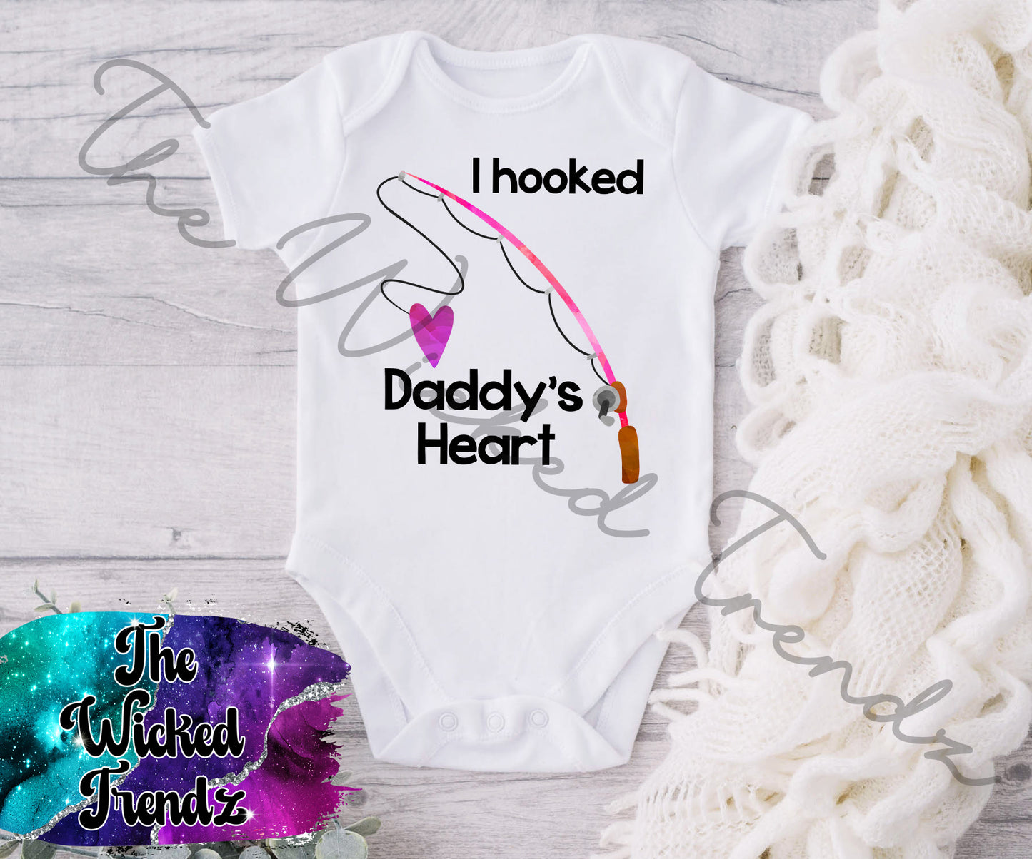 Baby Onesie© I Hooked Daddy's Heart Fishing Buddy Fisherman New Dad