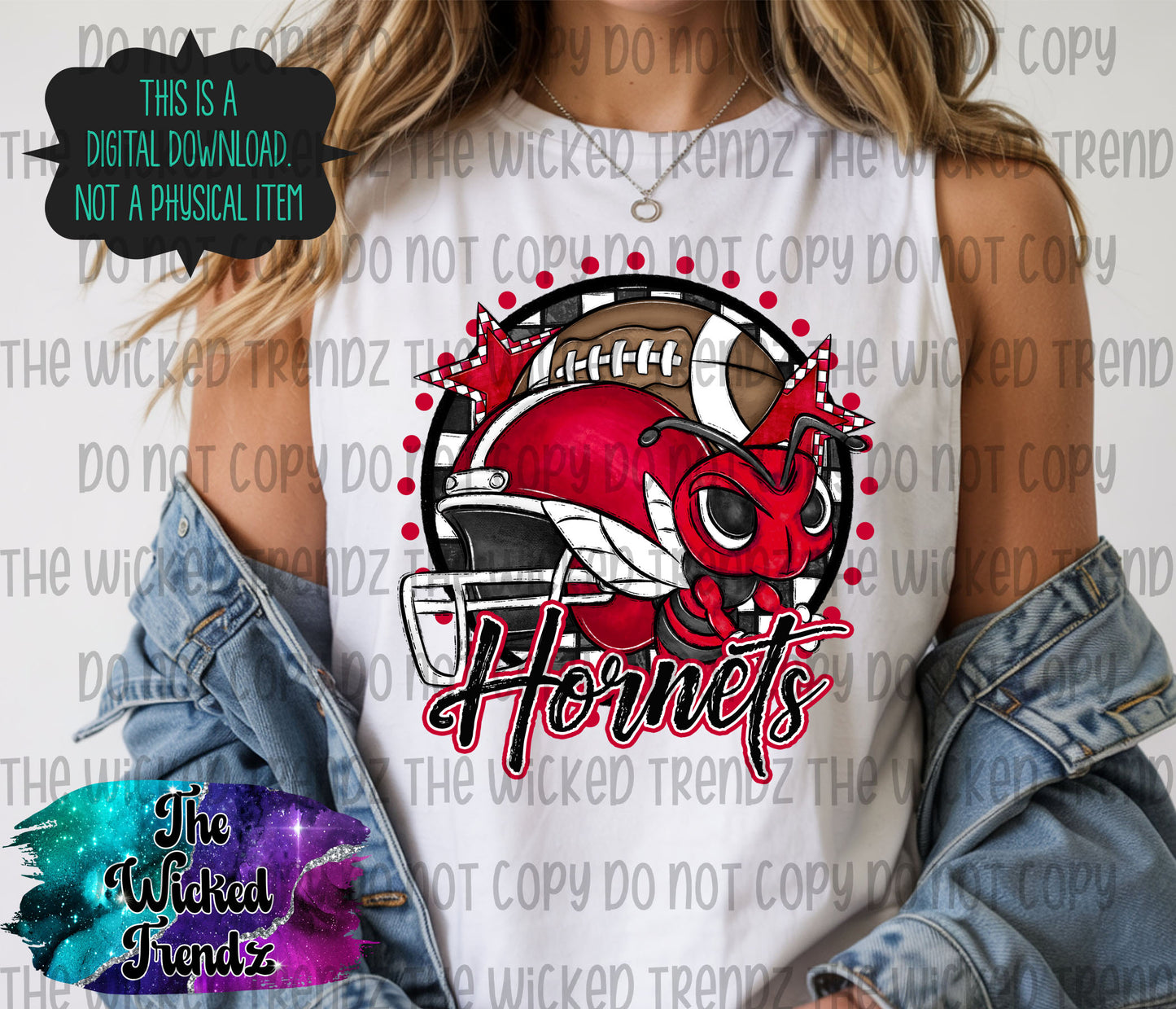 Red Hornets Football Mascot Digital Design
