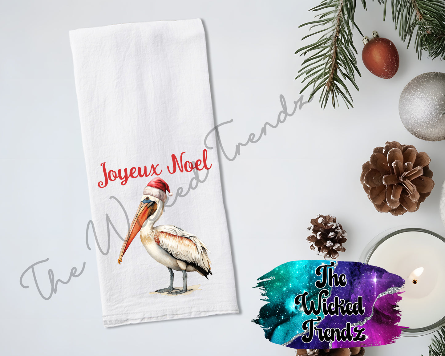 Louisiana Pelican Christmas Decor Joyeux Noel Decor Tea Towel Kitchen Towel Flour Sack Towel Gift