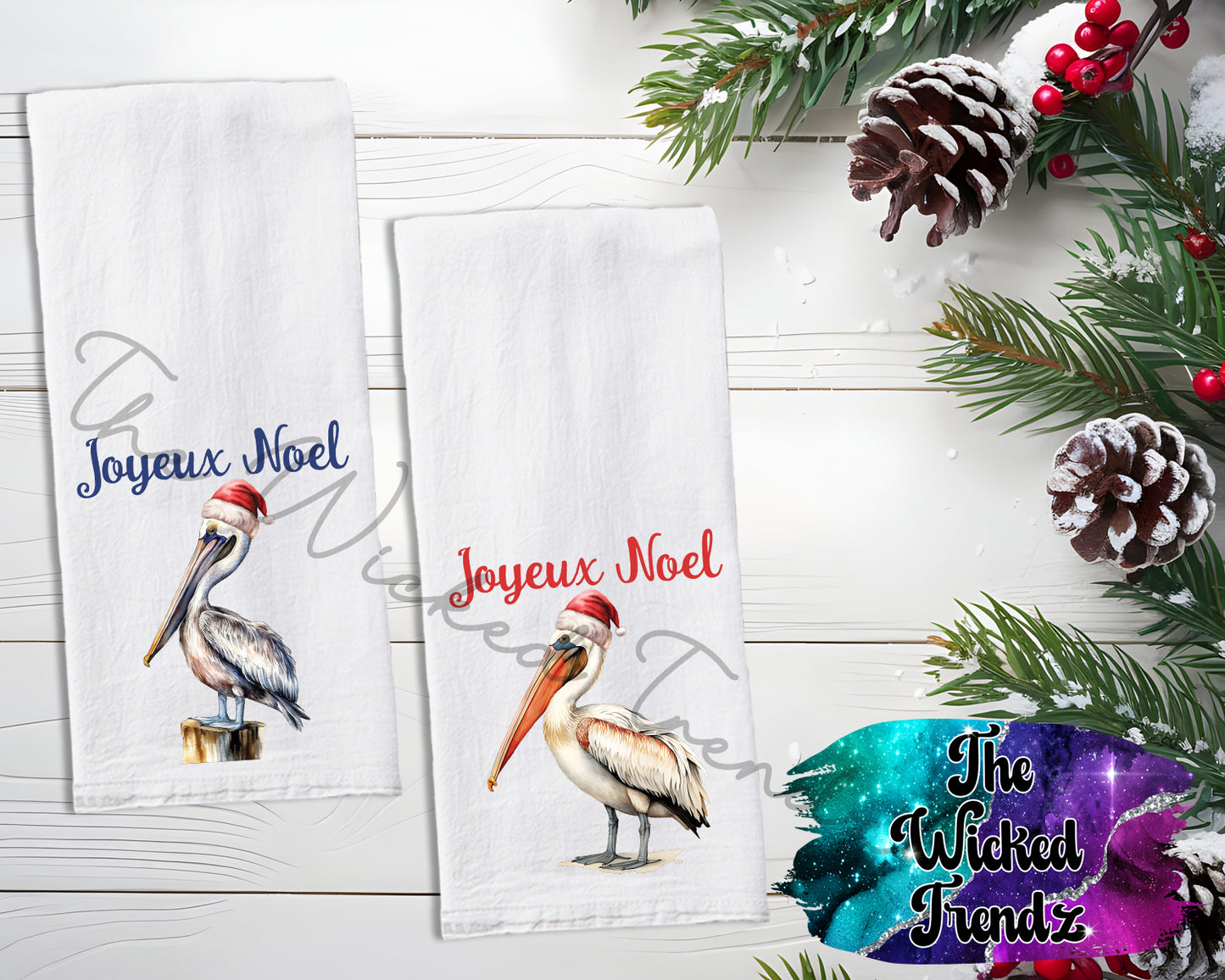 Louisiana Pelican Christmas Decor Joyeux Noel Decor Tea Towel Kitchen Towel Flour Sack Towel Gift