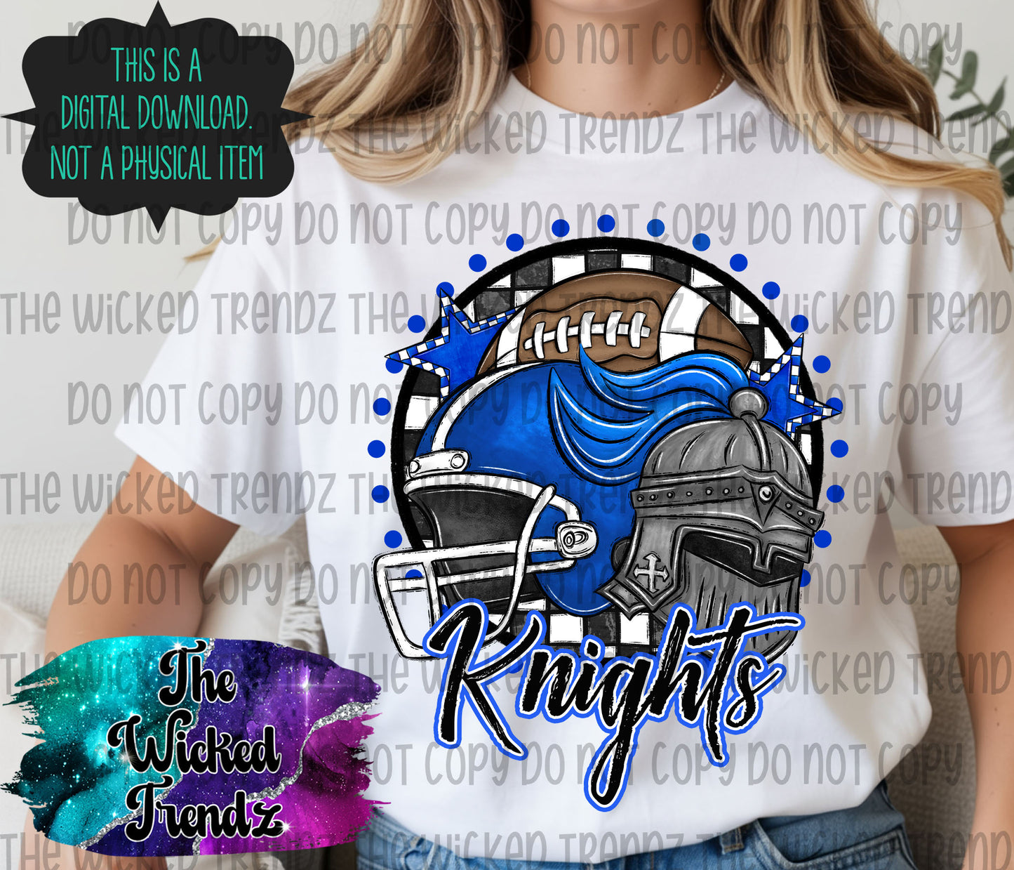 Knights Blue Football Mascot Digital Design
