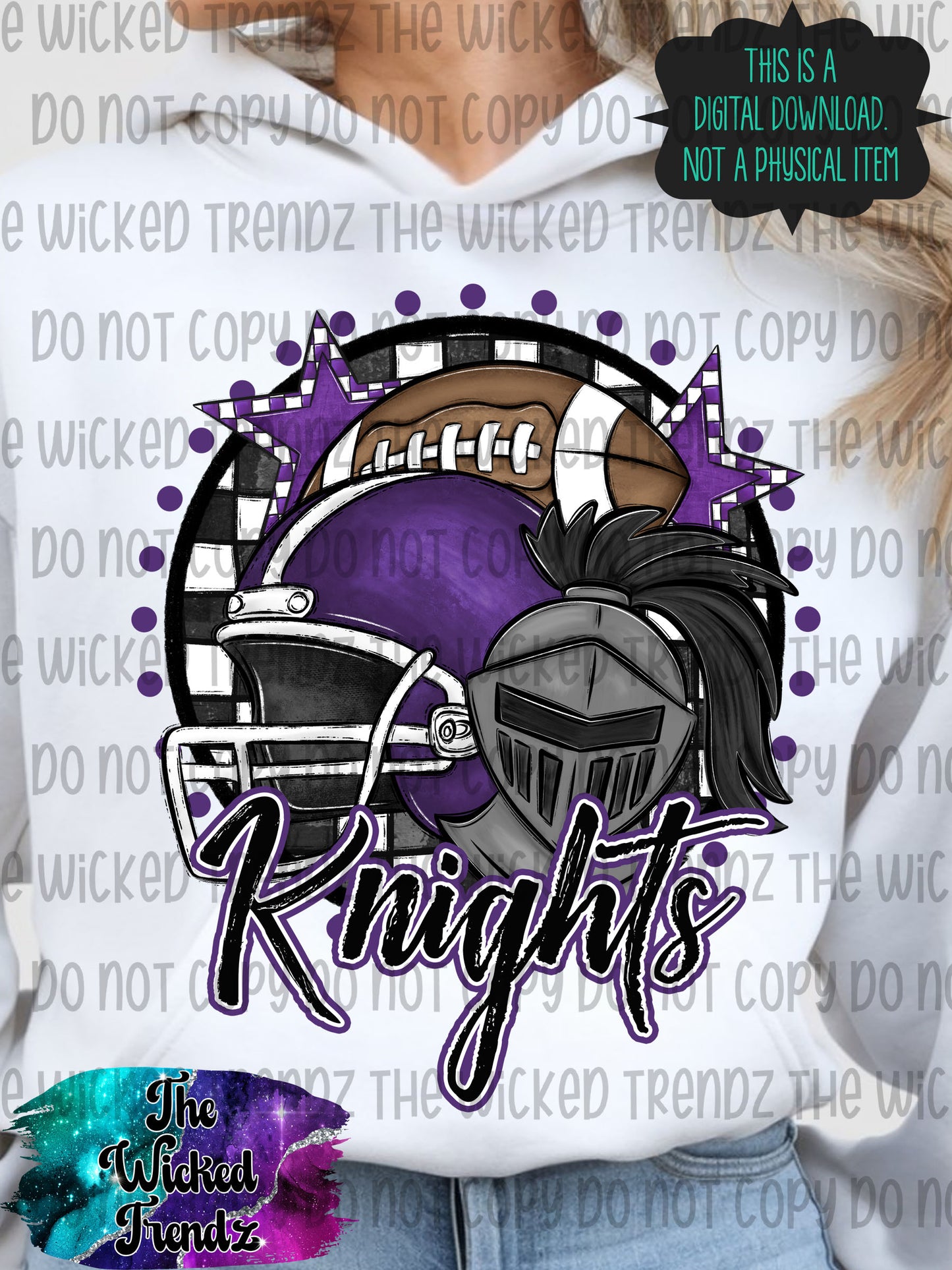 Knights Purple Football Mascot Digital Design