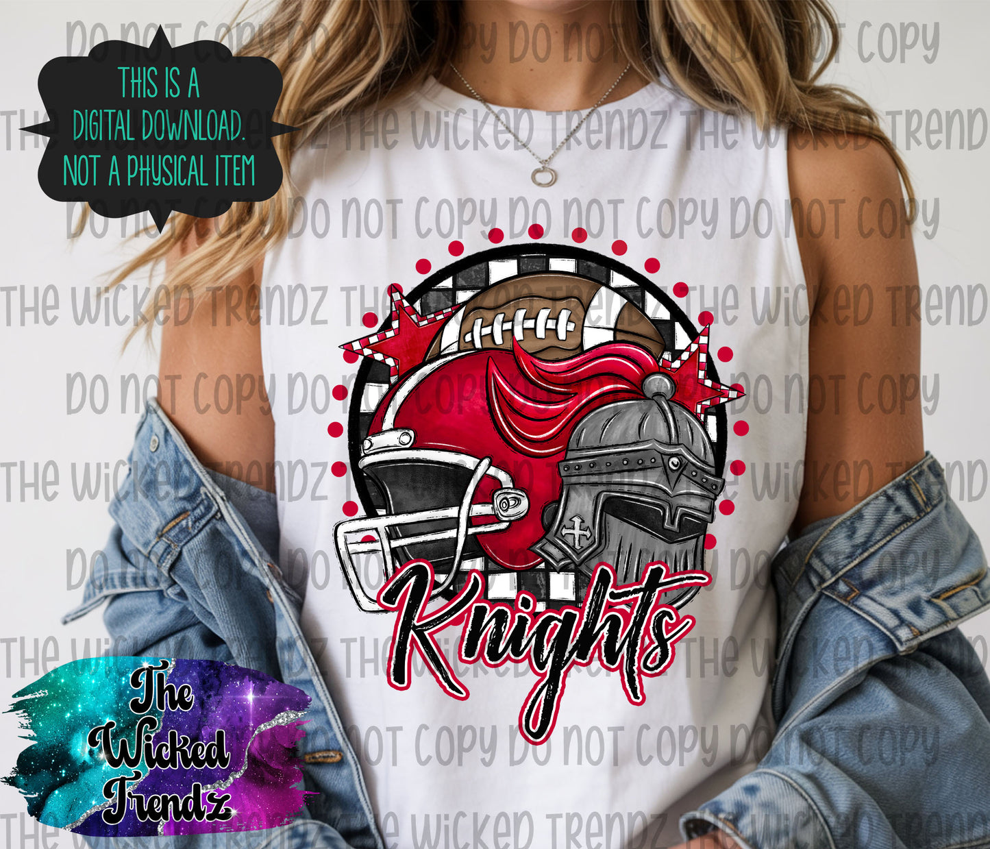 Knights Red Football Mascot Digital Design