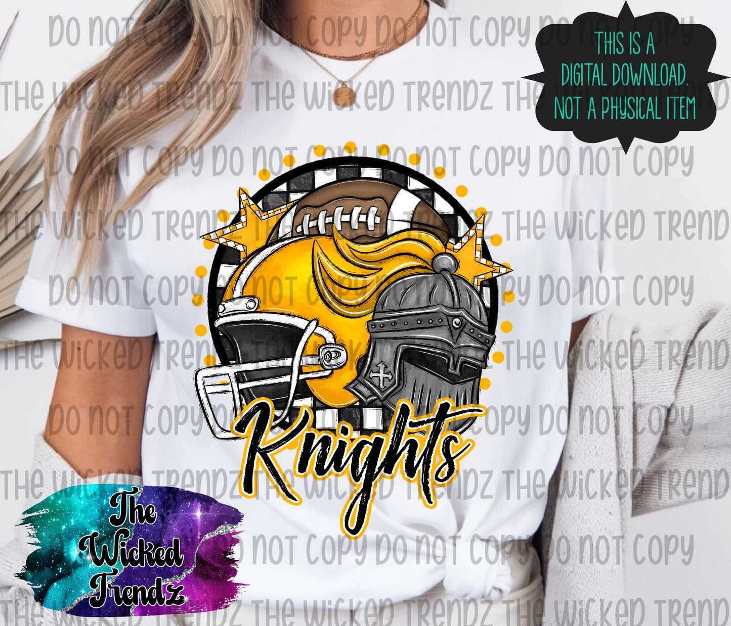 Knights Yellow Football Mascot Digital Design
