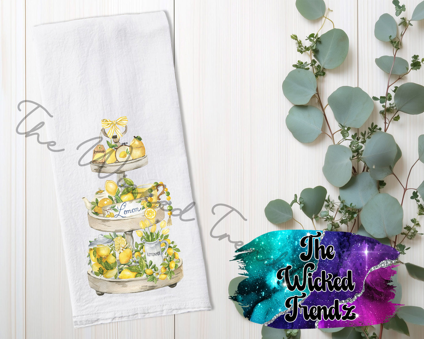 Lemon Tier Tray Lemon Kitchen Tea Towel Kitchen Towel Flour Sack Towel