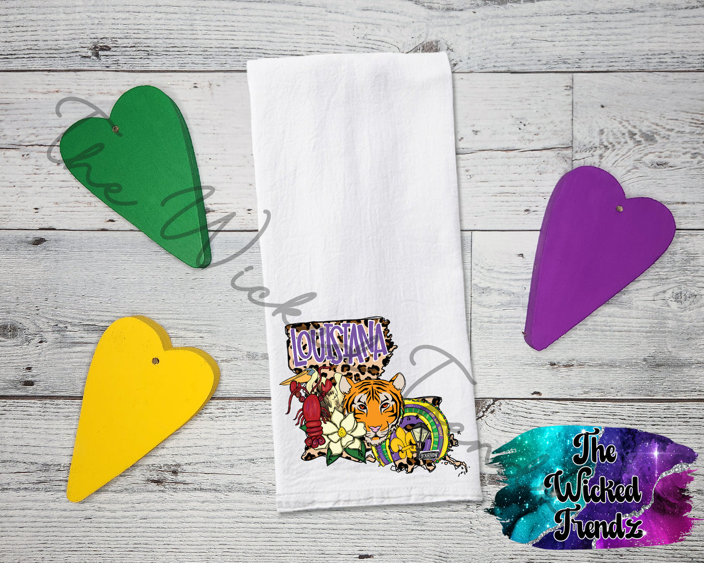 Louisiana Crawfish Tigers Fleur De Lis Pelican Tea Towel Kitchen Towel Flour Sack Towel Gift