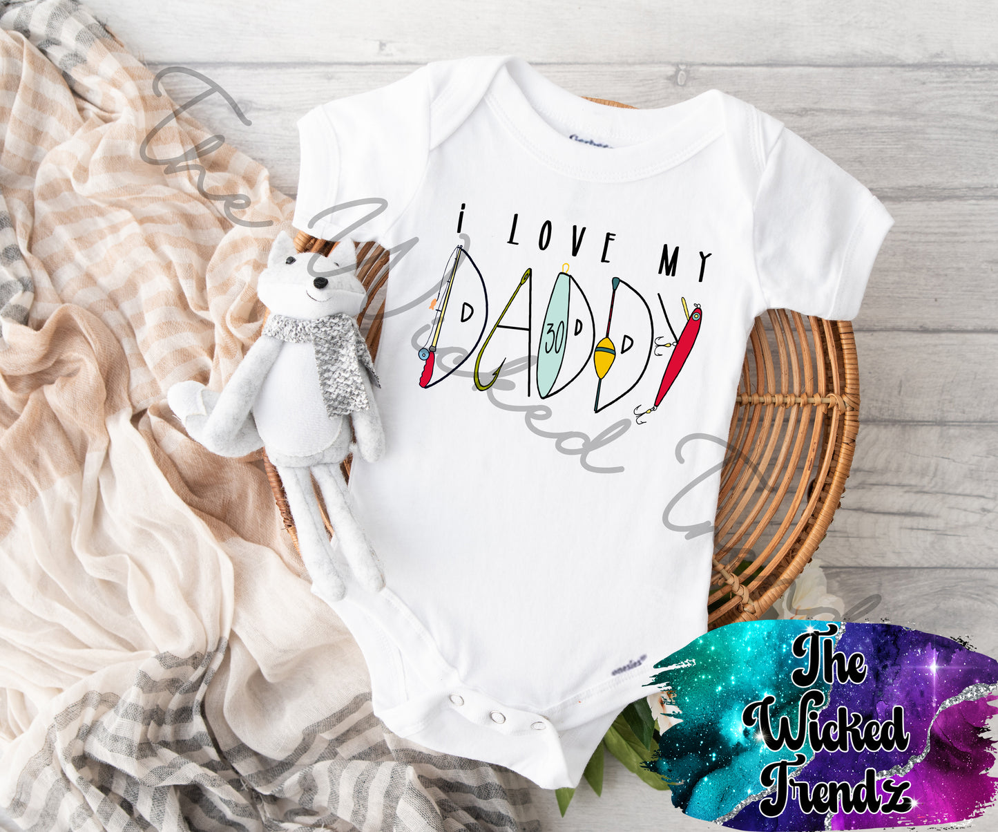 Baby Onesie© I Love My Daddy Fishing Lures Fisherman Fishing Buddy Fish