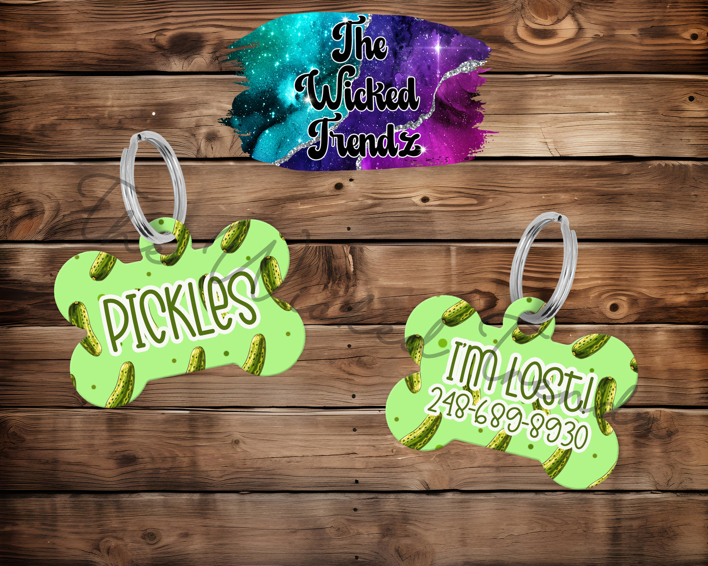 Pickle Dill Pickles Cute Puppy Pet ID Dog Tag Personalized Custom Dog Name Phone Number