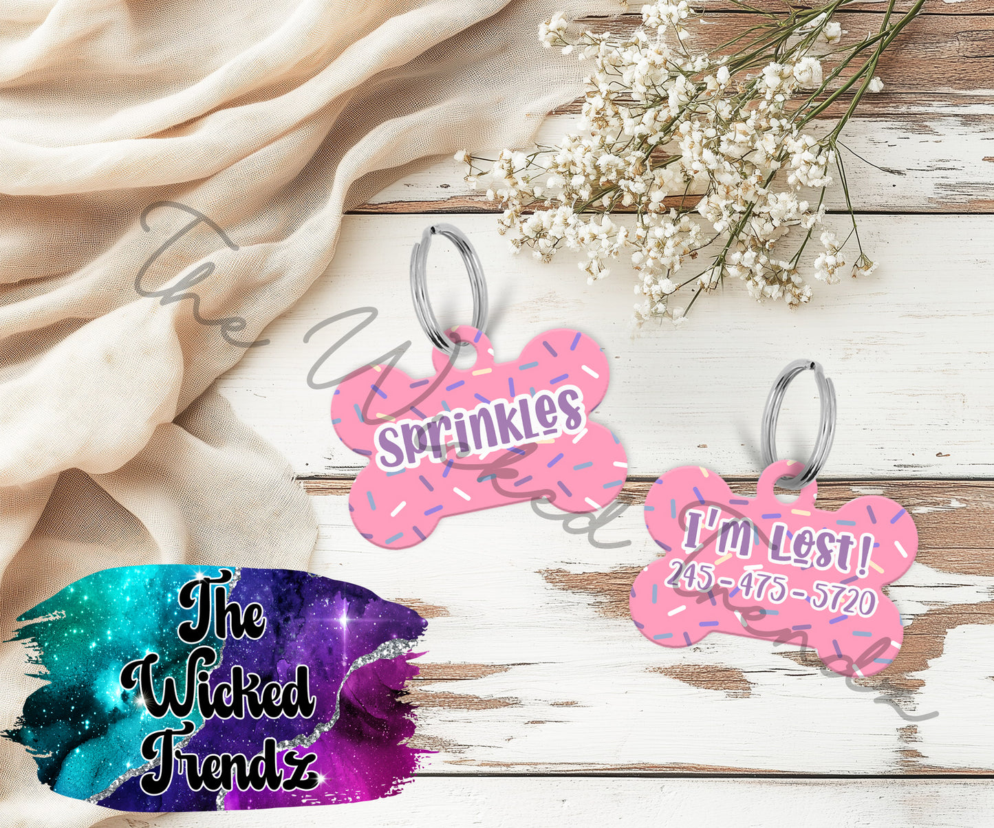Sprinkles Cute New Dog Puppy Pet ID Dog Tag Personalized Custom Dog Name Phone Number